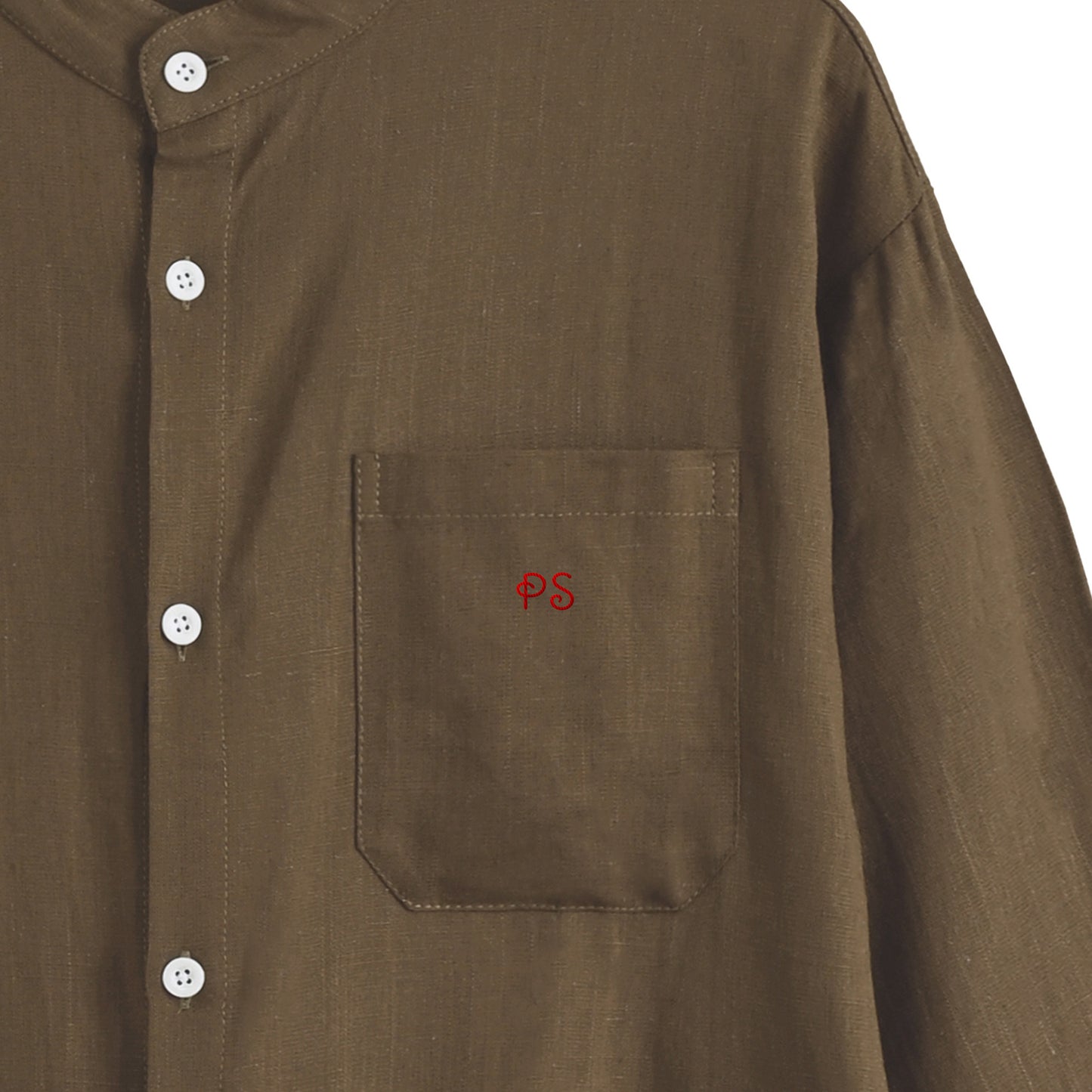 リネンブレンド バンドカラーシャツ brown image