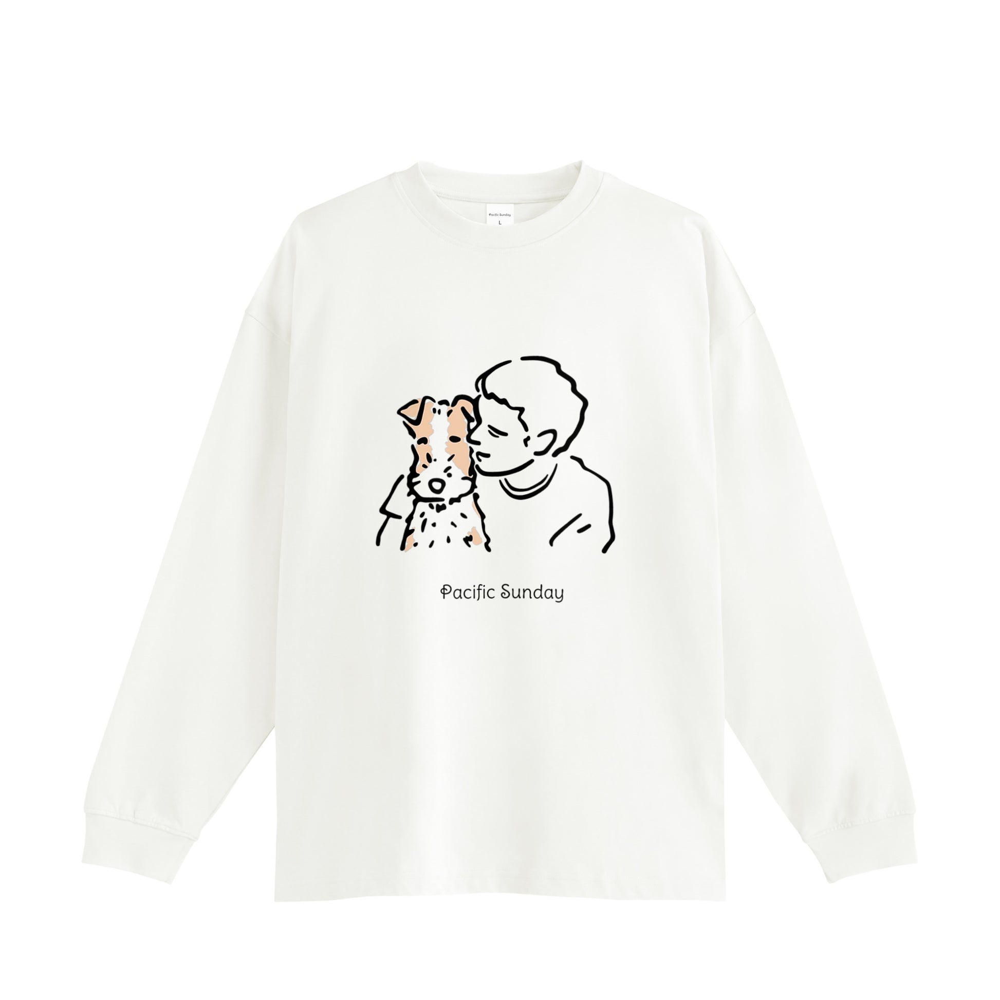 オーバーサイズコットンロングスリープTシャツPS white image