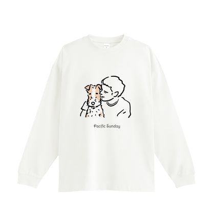 オーバーサイズコットンロングスリープTシャツPS white image
