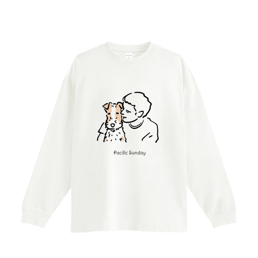 オーバーサイズコットンロングスリープTシャツPS white image