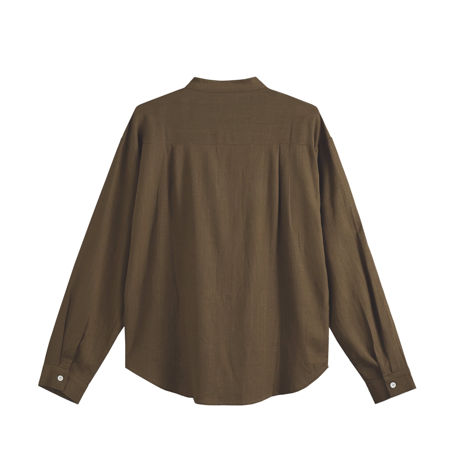 リネンブレンド バンドカラーシャツ brown image