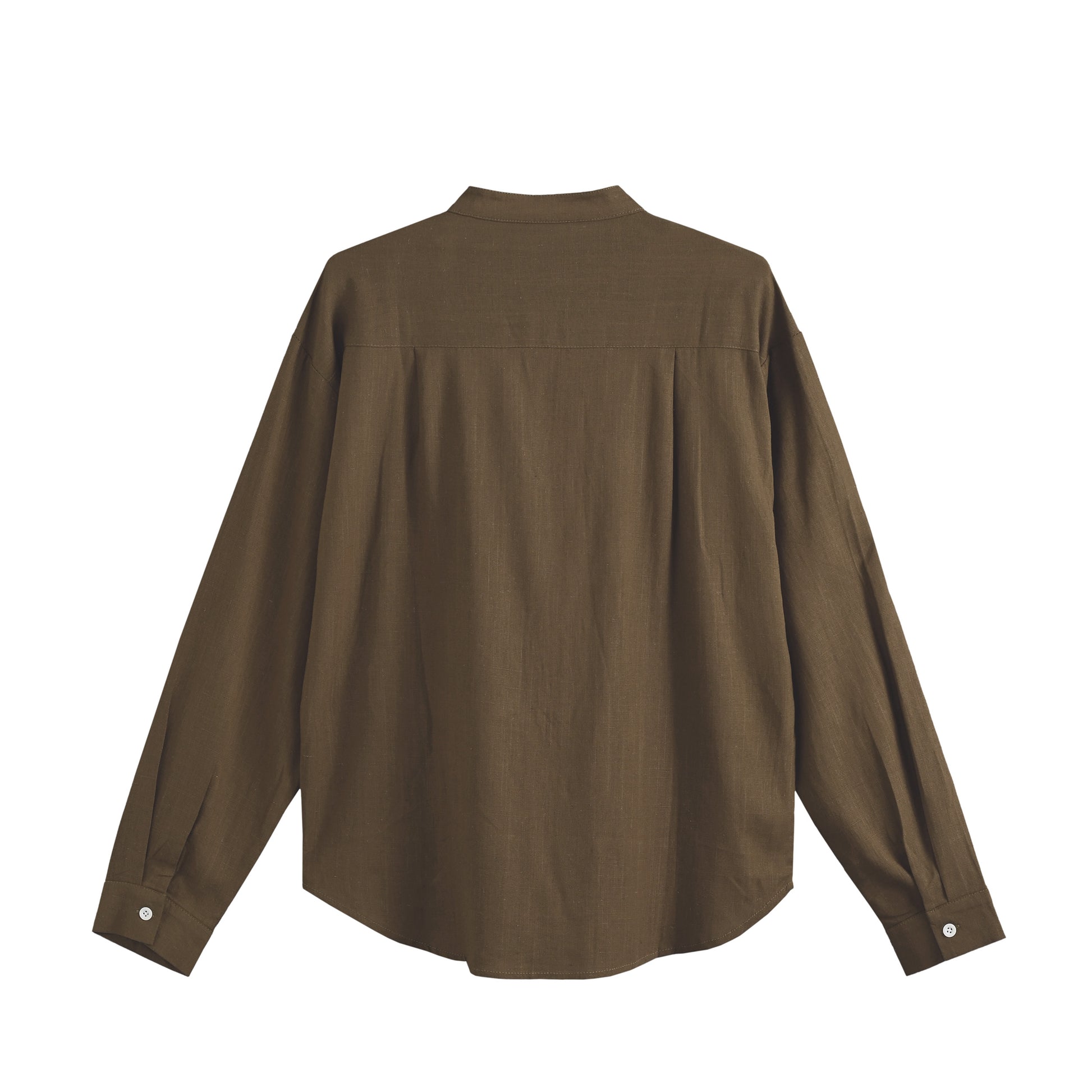 リネンブレンド バンドカラーシャツ brown image