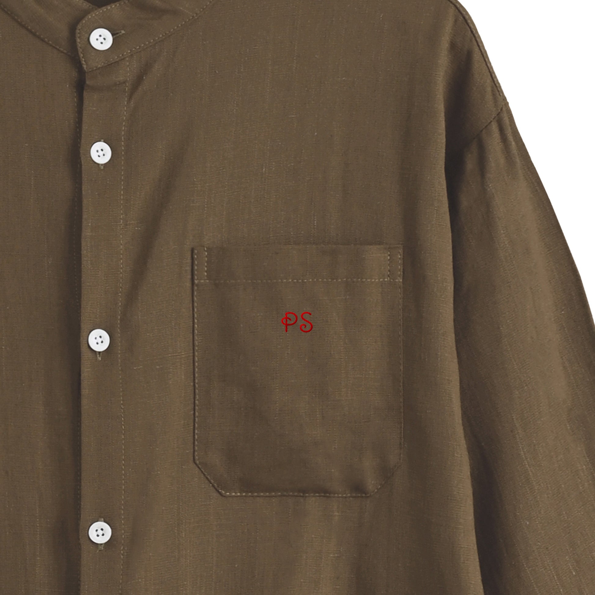 リネンブレンド バンドカラーシャツ brown image