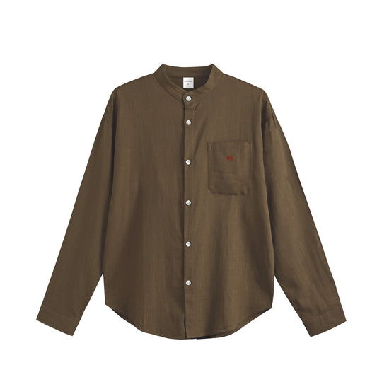リネンブレンド バンドカラーシャツ brown image