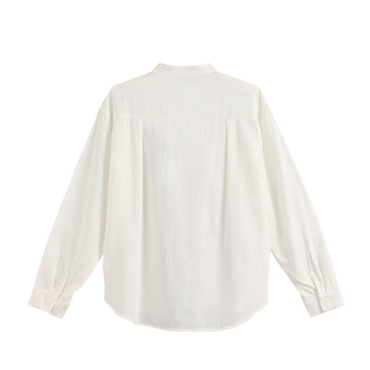 リネンブレンド バンドカラーシャツ white image